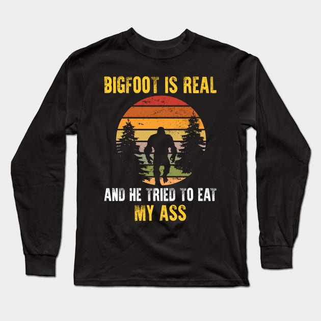 Bigfoot is Real - Funny Sasquatch Yeti Long Sleeve T-Shirt by 5StarDesigns